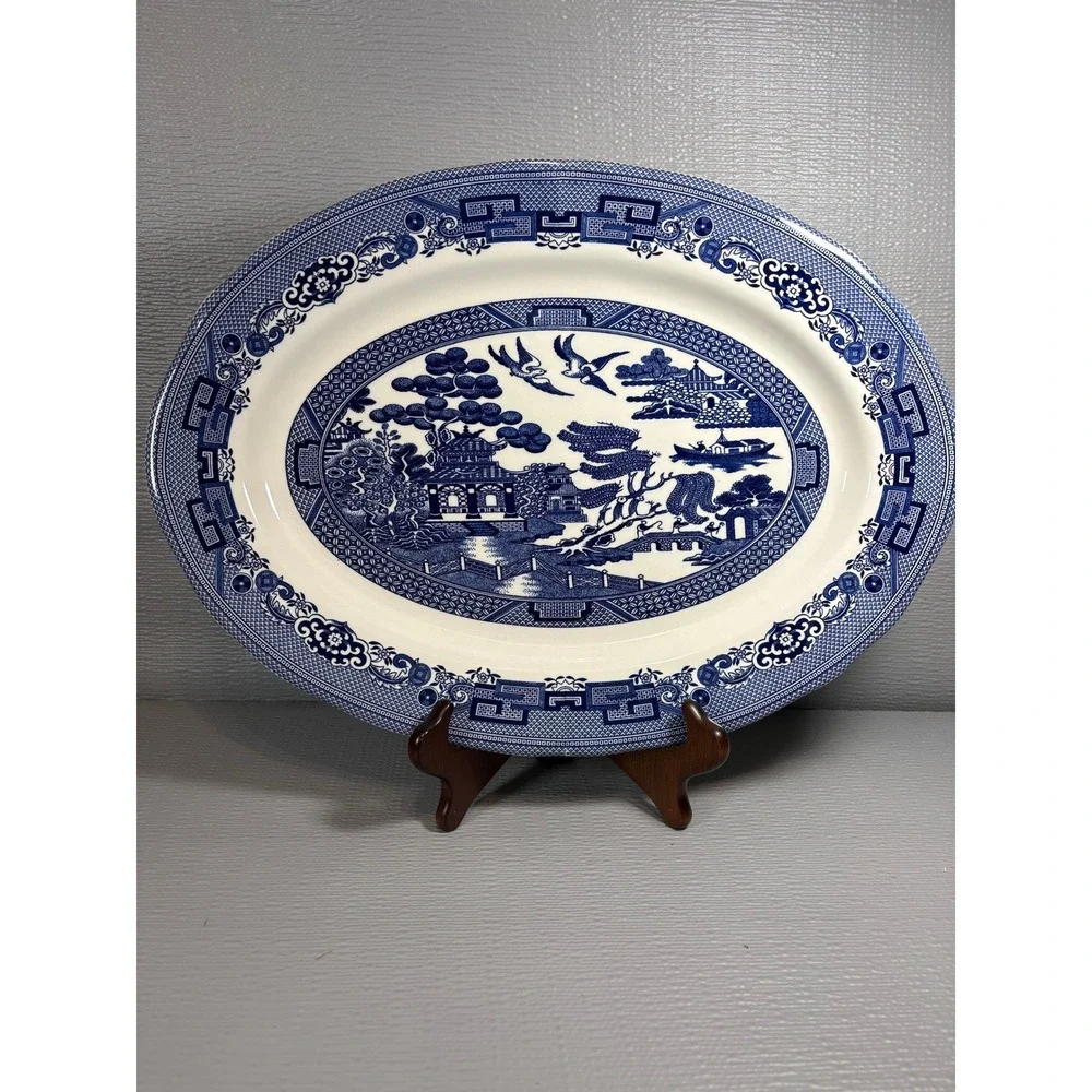 Legend‎ British Heritage Blue Willow Oval Serving Platter Earthenware 15.5 Inch